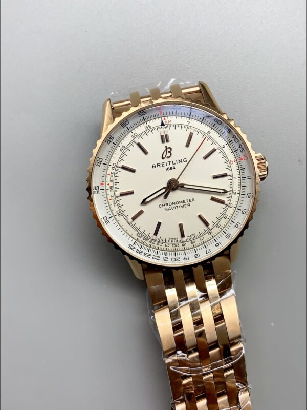 Breitling Navitimer, white dial, rose gold bracelet, model R17329F41G1R1 (1:1 Super Clone)