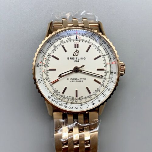Breitling Navitimer, white dial, rose gold bracelet, model R17329F41G1R1 (1:1 Super Clone)