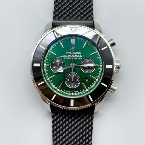 Breitling Superocean Culture Chronograph Men’s Watch with Green Dial and Leather Strap(1:1 Super Clone)