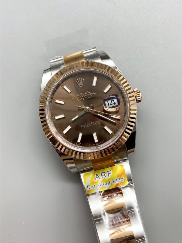 Rolex Datejust 41MM Two Tone Rose Gold Plating Brown Dial Watch(1:1Super Clone )