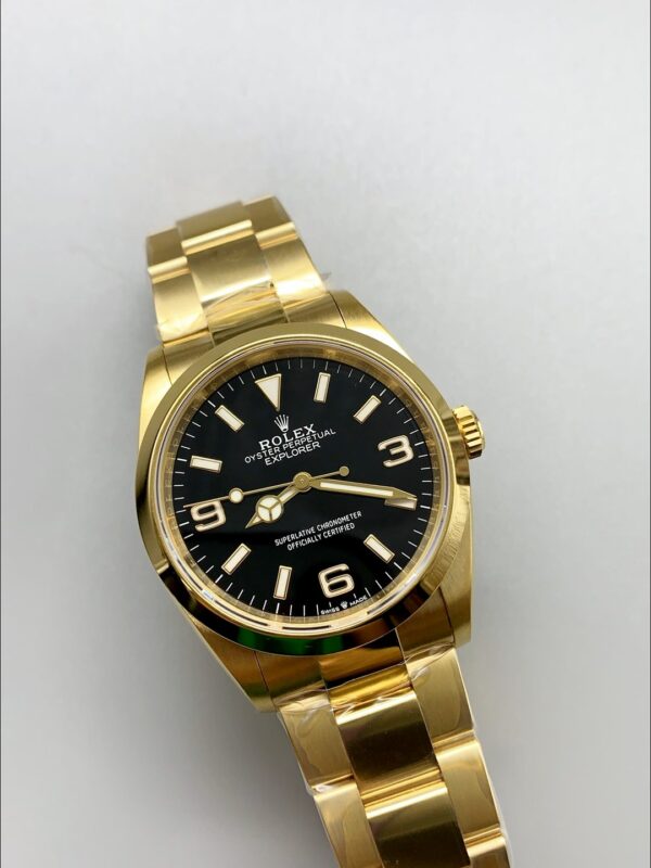 Rolex Explorer I Black Dial – Yellow Gold Steel in 3230 Movement(1:1Super Clone)