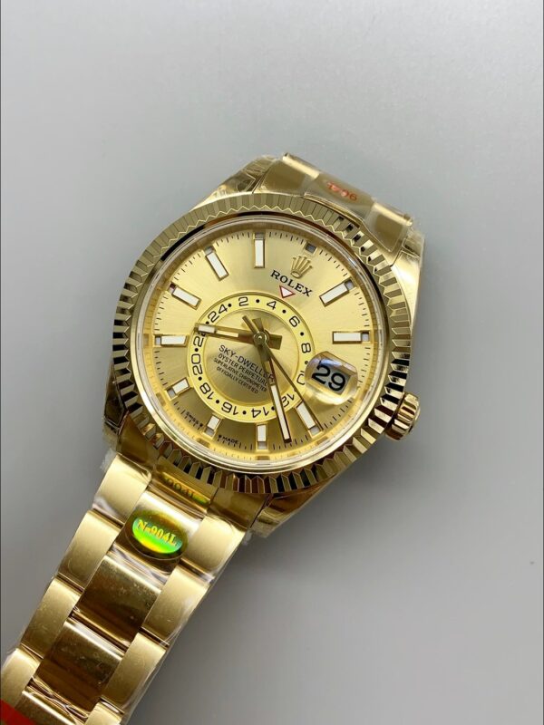 Rolex Sky-Dweller REF# 336935 Gold Dial Watch in Yellow Gold 904L Steel Case (1:1Super Clone)