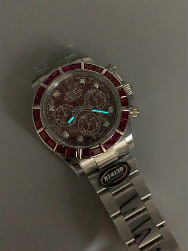 Rolex Daytona Red Diamond Bezel Ruby Dial Stainless Steel Bracelet Chronograph 1:1 Superclone