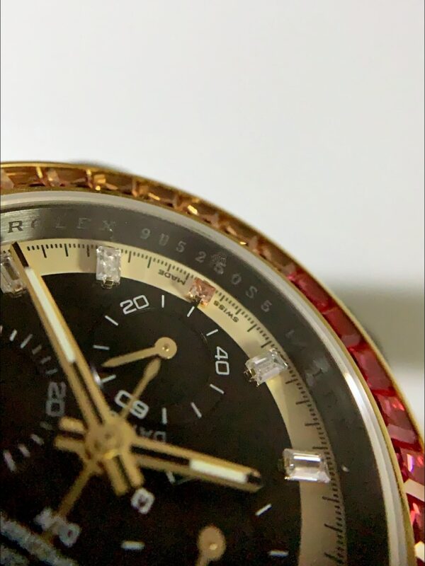 Rolex Daytona DiW Carbon Edition Rainbow Bezel – Forged Carbon Casing Beige Strap(1:1Super Clone )