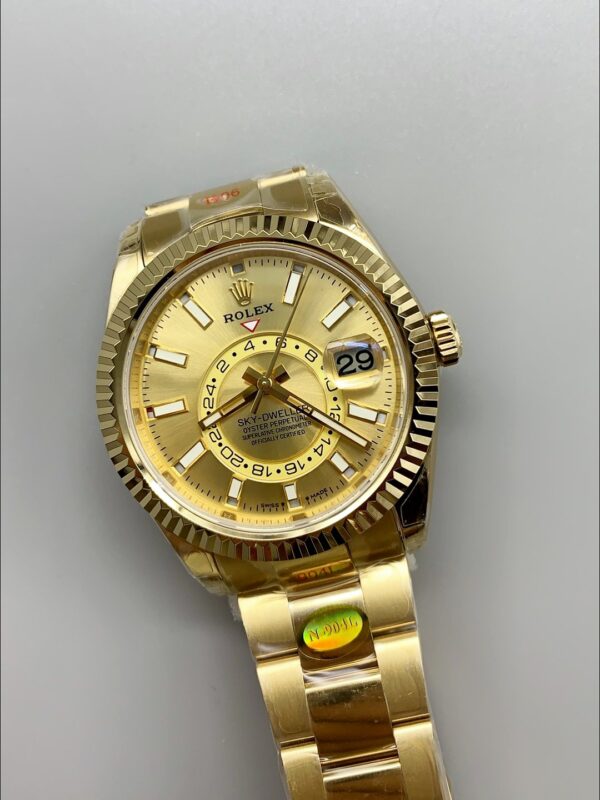 Rolex Sky-Dweller REF# 336935 Gold Dial Watch in Yellow Gold 904L Steel Case (1:1Super Clone)
