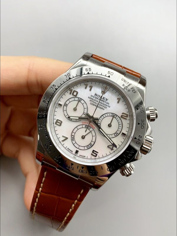 Rolex Daytona White Dial Brown Leather Strap Chronograph 1:1 Superclone