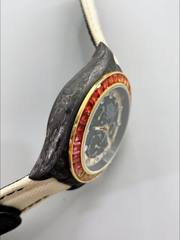 Rolex Daytona DiW Carbon Edition Rainbow Bezel – Forged Carbon Casing Beige Strap(1:1Super Clone )