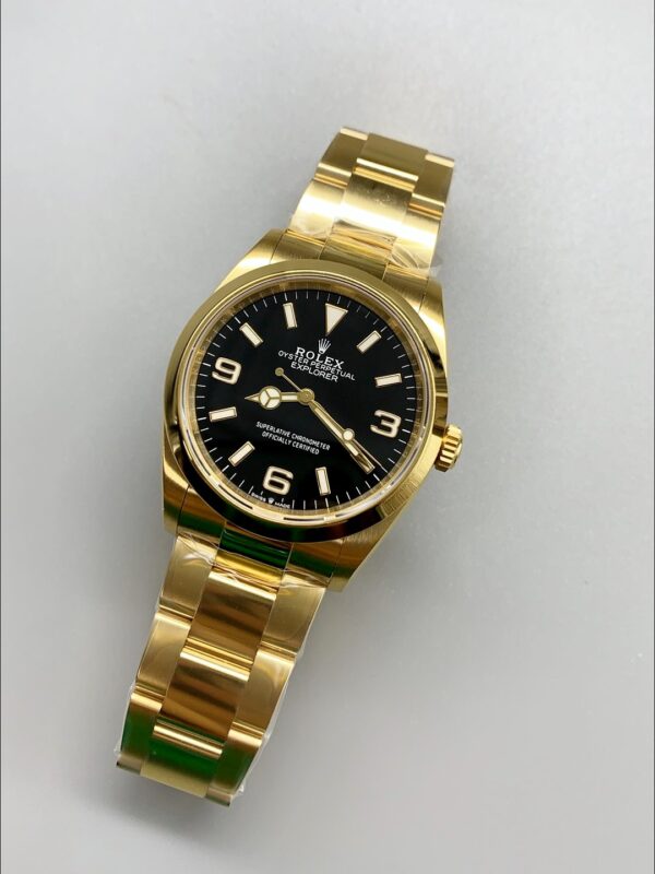 Rolex Explorer I Black Dial – Yellow Gold Steel in 3230 Movement(1:1Super Clone)
