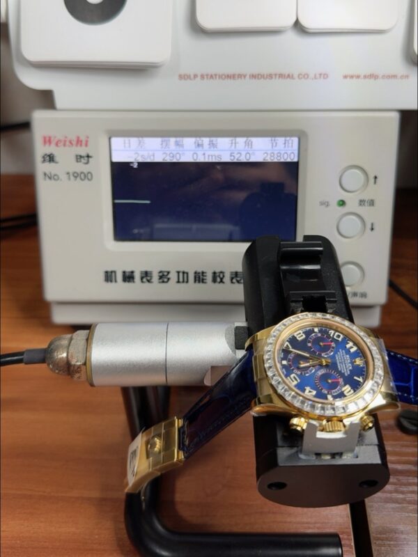 Rolex Daytona Blue Dial Diamond Bezel Gold Case Blue Leather Strap Chronograph 1:1 Superclone