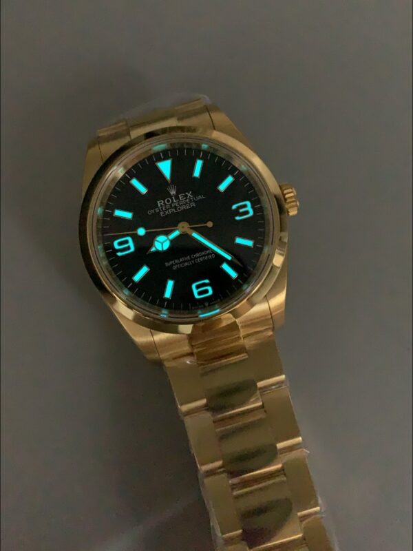 Rolex Explorer I Black Dial – Yellow Gold Steel in 3230 Movement(1:1Super Clone)
