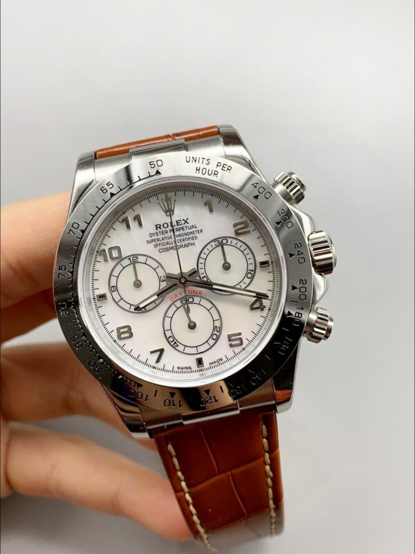 Rolex Daytona White Dial Brown Leather Strap Chronograph 1:1 Superclone