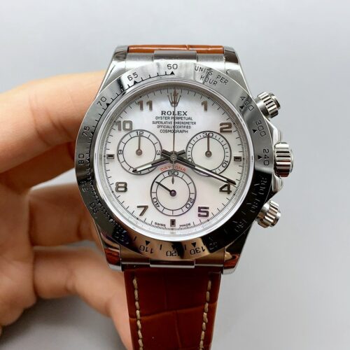 Rolex Daytona White Dial Brown Leather Strap Chronograph 1:1 Superclone