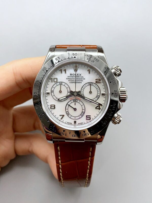 Rolex Daytona White Dial Brown Leather Strap Chronograph 1:1 Superclone
