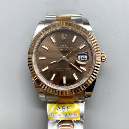 Rolex Datejust 41MM Two Tone Rose Gold Plating Brown Dial Watch(1:1Super Clone )
