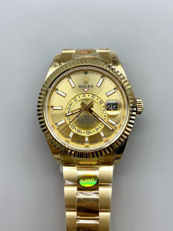 Rolex Sky-Dweller REF# 336935 Gold Dial Watch in Yellow Gold 904L Steel Case (1:1Super Clone)