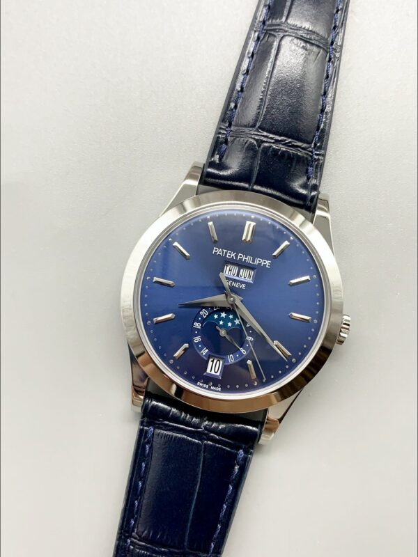 Patek Philippe Annual Calendar Blue Dial Leather Strap 1:1 Superclone