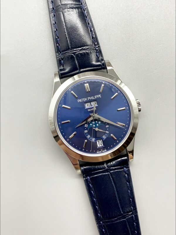 Patek Philippe Annual Calendar Blue Dial Leather Strap 1:1 Superclone