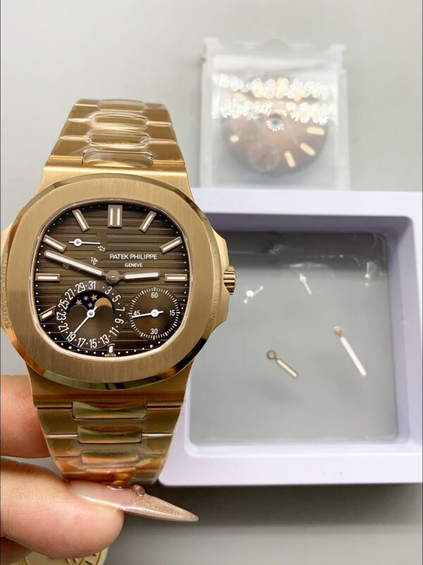 Patek Philippe Nautilus 5712/R Brown Dial Gold Strap(1:1Super Clone)