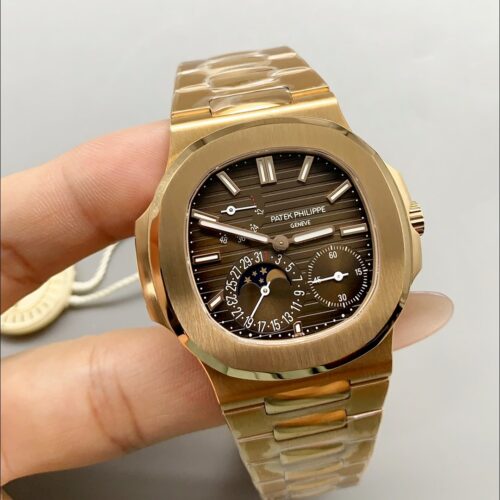 Patek Philippe Nautilus 5712/R Brown Dial Gold Strap(1:1Super Clone)