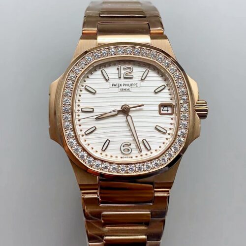 Patek Philippe Nautilus 7010/1GR-011 32MM- Genuine Diamonds on Bezel(1:1 Super Clone)