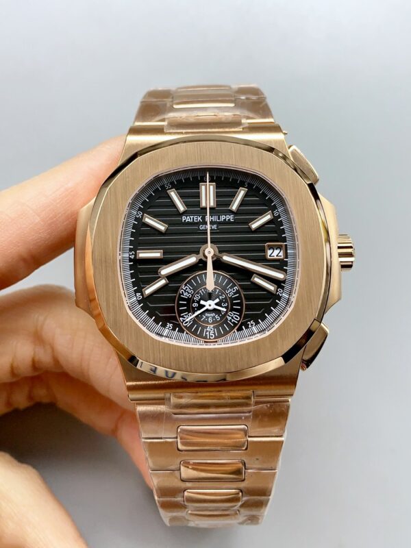 Patek Philippe Nautilus 5980/R Rose Gold 904L Steel Case in Black Dial(1:1 Super Clone)