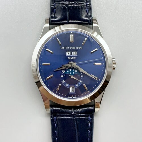 Patek Philippe Annual Calendar Blue Dial Leather Strap 1:1 Superclone