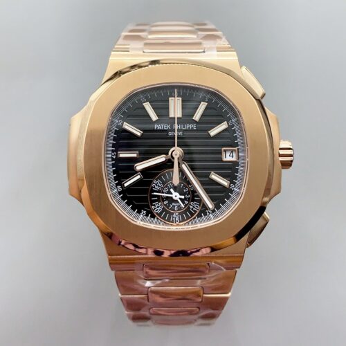 Patek Philippe Nautilus 5980/R Rose Gold 904L Steel Case in Black Dial (1:1Super Clone)
