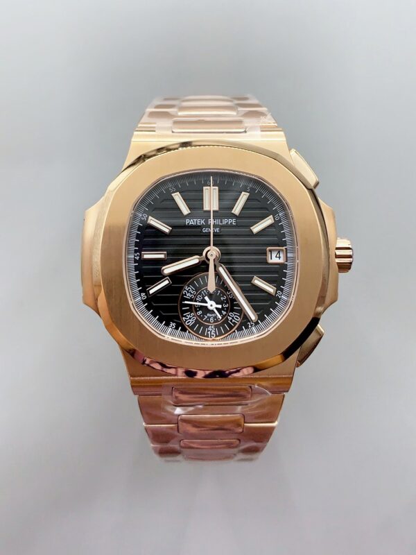 Patek Philippe Nautilus 5980/R Rose Gold 904L Steel Case in Black Dial (1:1Super Clone)