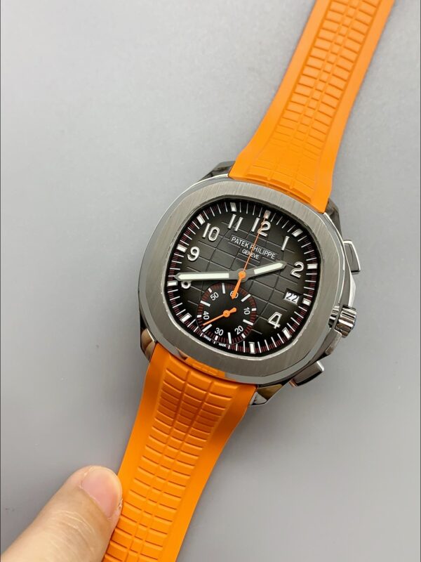 Patek Philippe Aquanaut 5968 Chronograph Steel Casing Orange Strap Watch(1:1 Super Clone)
