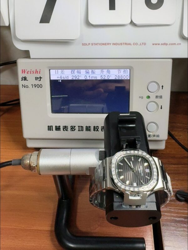 Patek Philippe Nautilus Black Stripe Dial Diamond Bezel Stainless Steel Bracelet Date 1:1 Superclone