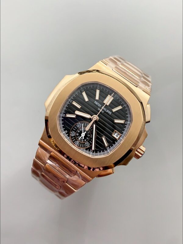 Patek Philippe Nautilus 5980/R Rose Gold 904L Steel Case in Black Dial (1:1Super Clone)