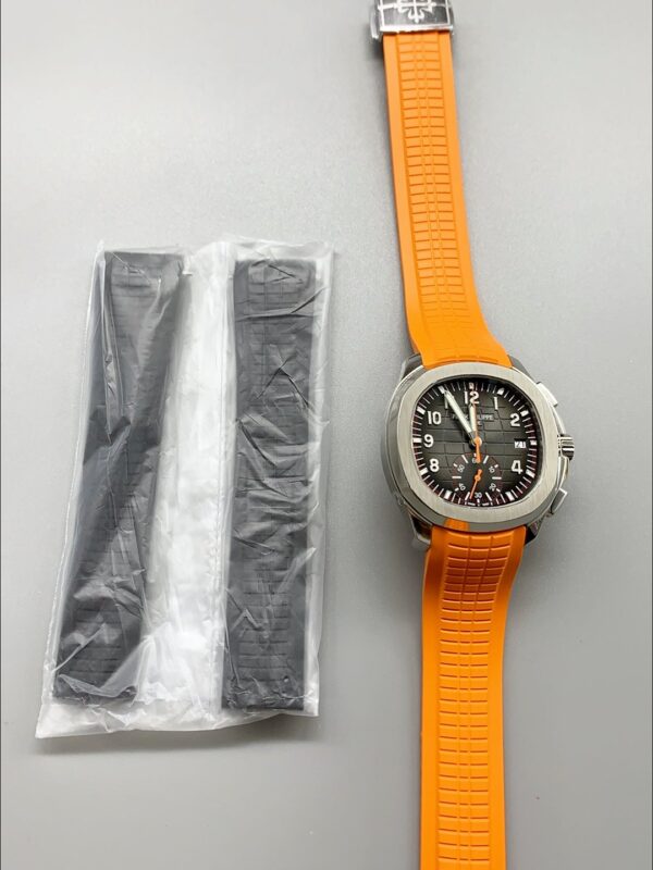 Patek Philippe Aquanaut 5968 Chronograph Steel Casing Orange Strap Watch(1:1 Super Clone)