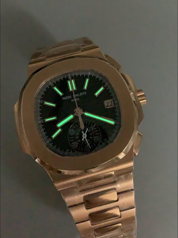 Patek Philippe Nautilus 5980/R Rose Gold 904L Steel Case in Black Dial(1:1 Super Clone)