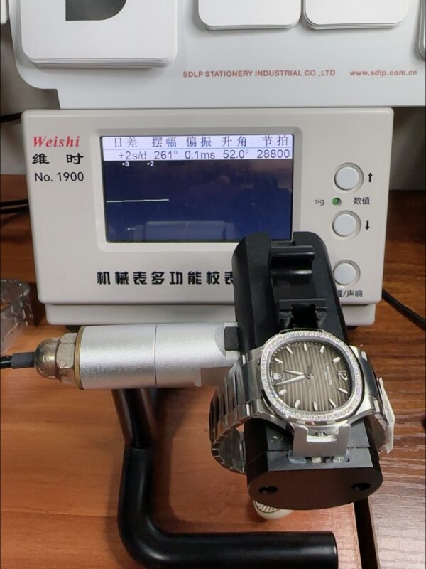 Patek Philippe Nautilus Grey Stripe Dial Diamond Bezel Stainless Steel Bracelet 1:1 Superclone