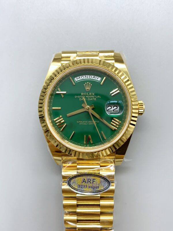 1:1 super clone Day Date Rolex Weekly Journal 18K Yellow Gold Plated counter weight