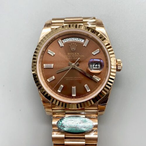 Rolex Day-Date 40 Rose Gold Chocolate Baguette Diamond Dial 228235(1;1 Super Clone)