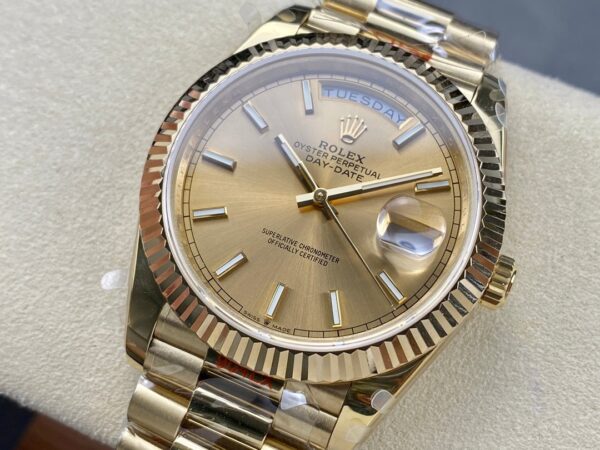 1:1 super clone Day Date Rolex Weekly Journal 18K Gold Plated counter weight